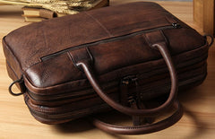Genuine Leather Mens Vintage Gray Briefcase Shoulder Bag Work Bag Laptop Bag Business Bag for Men