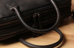 Genuine Leather Mens Vintage Gray Briefcase Shoulder Bag Work Bag Laptop Bag Business Bag for Men