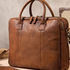 Genuine Leather Mens Vintage Gray Briefcase Shoulder Bag Work Bag Laptop Bag Business Bag for Men
