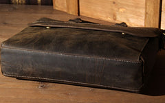 Genuine Leather Mens Vintage Coffee Briefcase Shoulder Bag Work Bag Laptop Bag Business Bag for Men