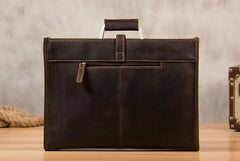 Genuine Leather Mens Vintage Coffee Briefcase Shoulder Bag Work Bag Laptop Bag Business Bag for Men