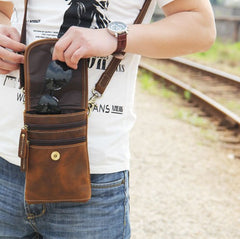 Leather Belt Pouch Mens Small Cases Waist Bag Hip Pack Belt Bag Fanny Pack Bumbag for Men