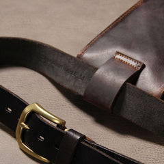 Leather Belt Pouch Mens Small Cases Waist Bag Hip Pack Belt Bag Fanny Pack Bumbag for Men