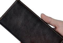 Cool Leather Mens Bifold Wallet Coffee Long Wallet for Men with Multi Cards - iwalletsmen