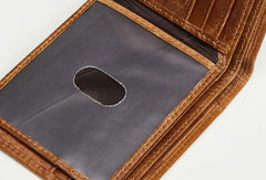 Genuine Leather Mens Wallet Cool billfold Slim Bifold Wallet Card Coin Holder Wallet Purse for Mens - iwalletsmen