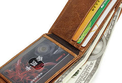 Genuine Leather Mens Wallet Cool billfold Slim Bifold Wallet Card Coin Holder Wallet Purse for Mens - iwalletsmen