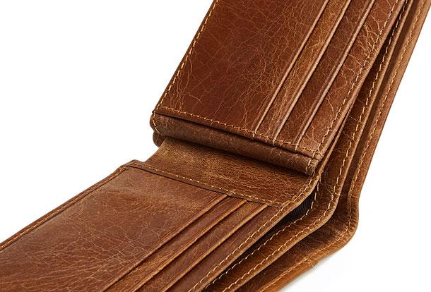 Genuine Leather Mens Wallet Cool billfold Slim Bifold Wallet Card Coin Holder Wallet Purse for Mens - iwalletsmen