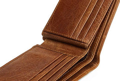 Genuine Leather Mens Wallet Cool billfold Slim Bifold Wallet Card Coin Holder Wallet Purse for Mens - iwalletsmen