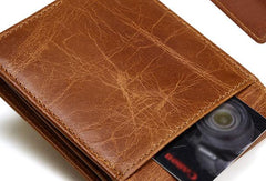 Genuine Leather Mens Wallet Cool billfold Slim Bifold Wallet Card Coin Holder Wallet Purse for Mens - iwalletsmen