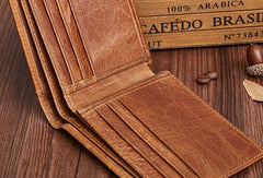 Genuine Leather Mens Wallet Cool billfold Slim Bifold Wallet Card Coin Holder Wallet Purse for Mens - iwalletsmen