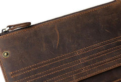 Leather Long wallets for Men Wallet Vintage Zipper Credit Cards Wallet for Men Bifold - iwalletsmen