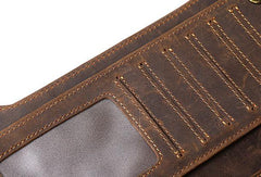 Leather Long wallets for Men Wallet Vintage Zipper Credit Cards Wallet for Men Bifold - iwalletsmen
