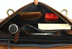 Vintage Mens Leather Briefcase Business Briefcase Work Bag Shoulder Bag For Men - iwalletsmen