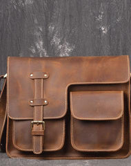 Genuine Leather Messenger Bag Cross Body Cool Chest Bag Sling Bag Travel Bag Hiking Bag For Men - iwalletsmen