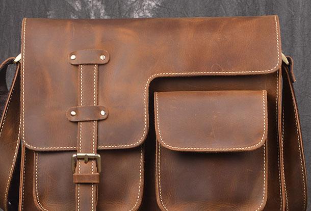 Genuine Leather Messenger Bag Cross Body Cool Chest Bag Sling Bag Travel Bag Hiking Bag For Men - iwalletsmen