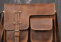 Genuine Leather Messenger Bag Cross Body Cool Chest Bag Sling Bag Travel Bag Hiking Bag For Men - iwalletsmen