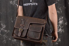 Genuine Leather Messenger Bag Cross Body Cool Chest Bag Sling Bag Travel Bag Hiking Bag For Men - iwalletsmen