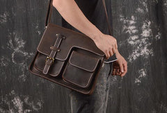 Genuine Leather Messenger Bag Cross Body Cool Chest Bag Sling Bag Travel Bag Hiking Bag For Men - iwalletsmen