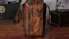 Genuine Leather Vintage Brown Mens Cool Large Briefcase Shoulder Bag Travel Bag for men