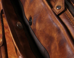 Genuine Leather Vintage Brown Mens Cool Large Briefcase Shoulder Bag Travel Bag for men