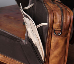 Genuine Leather Vintage Brown Mens Cool Large Briefcase Shoulder Bag Travel Bag for men