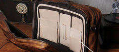 Genuine Leather Vintage Brown Mens Cool Large Briefcase Shoulder Bag Travel Bag for men