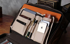 Genuine Leather Vintage Brown Mens Cool Large Briefcase Shoulder Bag Travel Bag for men