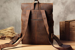 Genuine Leather Vintage Brown Mens Cool Leather Backpack Travel Bag for men