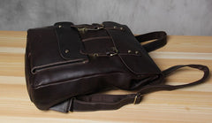 Genuine Leather Vintage Brown Mens Cool Leather Backpack Travel Bag for men