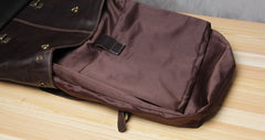 Genuine Leather Vintage Brown Mens Cool Leather Backpack Travel Bag for men