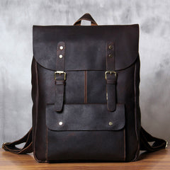 Genuine Leather Vintage Brown Mens Cool Leather Backpack Travel Bag for men