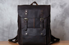 Genuine Leather Vintage Brown Mens Cool Leather Backpack Travel Bag for men