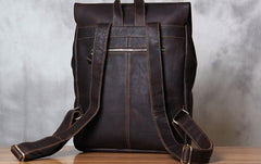 Genuine Leather Vintage Brown Mens Cool Leather Backpack Travel Bag for men