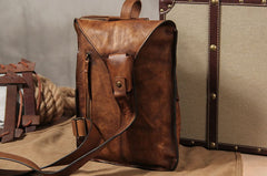 Genuine Leather Vintage Coffee Mens Cool Sling Bag Crossbody Bag Chest Bag Travel Bag for men