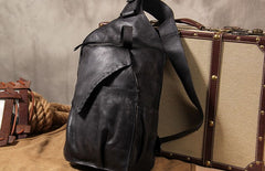 Genuine Leather Vintage Brown Mens Cool Sling Bag Crossbody Bag Chest Bag Travel Bag for men