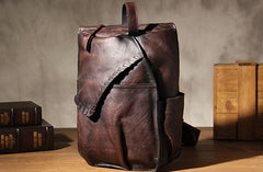 Genuine Leather Vintage Coffee Mens Cool Sling Bag Crossbody Bag Chest Bag Travel Bag for men