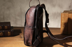 Genuine Leather Vintage Coffee Mens Cool Sling Bag Crossbody Bag Chest Bag Travel Bag for men