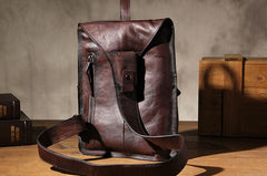 Genuine Leather Vintage Gray Mens Cool Sling Bag Crossbody Bag Chest Bag Travel Bag for men