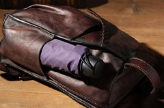 Genuine Leather Vintage Coffee Mens Cool Sling Bag Crossbody Bag Chest Bag Travel Bag for men