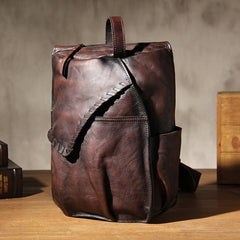 Genuine Leather Vintage Coffee Mens Cool Sling Bag Crossbody Bag Chest Bag Travel Bag for men