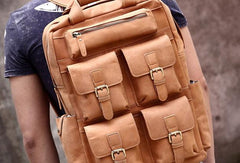 Cool Mens Leather Vintage Backpack Large Travel Backpack Hiking Backpack For Men - iwalletsmen