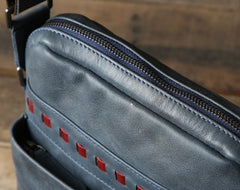 Genuine Vintage Leather Mens Cool Small Shoulder Bag Messenger Bag Chest Bag Bike Bag Cycling Bag for men