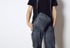 Genuine Vintage Leather Mens Cool Small Shoulder Bag Messenger Bag Chest Bag Bike Bag Cycling Bag for men