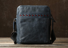 Genuine Vintage Leather Mens Cool Small Shoulder Bag Messenger Bag Chest Bag Bike Bag Cycling Bag for men