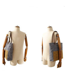 Gray Waxed Canvas Tote Bags Messenger Bag Gray Mens Canvas Tote Tote Purse For Men - iwalletsmen