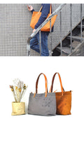 Vintage Canvas Leather Mens Womens Tote Shopping Bags Messenger Bag Tan Tote Handbag For Men Women - iwalletsmen