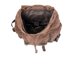 Coffee Canvas Travel Backpack Waxed Canvas Mens Coffee School Laptop Backpack Hiking Backpack For Men - iwalletsmen
