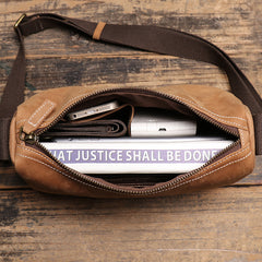 Trendy Gray Leather Men's Small Side Bag Postman Bag Messenger Bag For Men