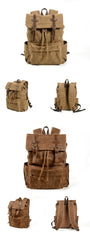 Gray Washed Canvas Satchel Backpack Canvas Mens School Backpack Hiking Backpack For Men - iwalletsmen