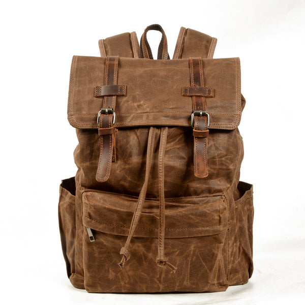 Coffee Washed Canvas Satchel Backpack Canvas Mens School Backpack Hiking Backpack For Men - iwalletsmen